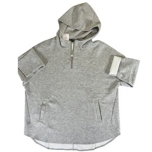 KLWCJFFF Gray Hooded Quarter Zip Pullover Tunic Women Medium NWT Pockets